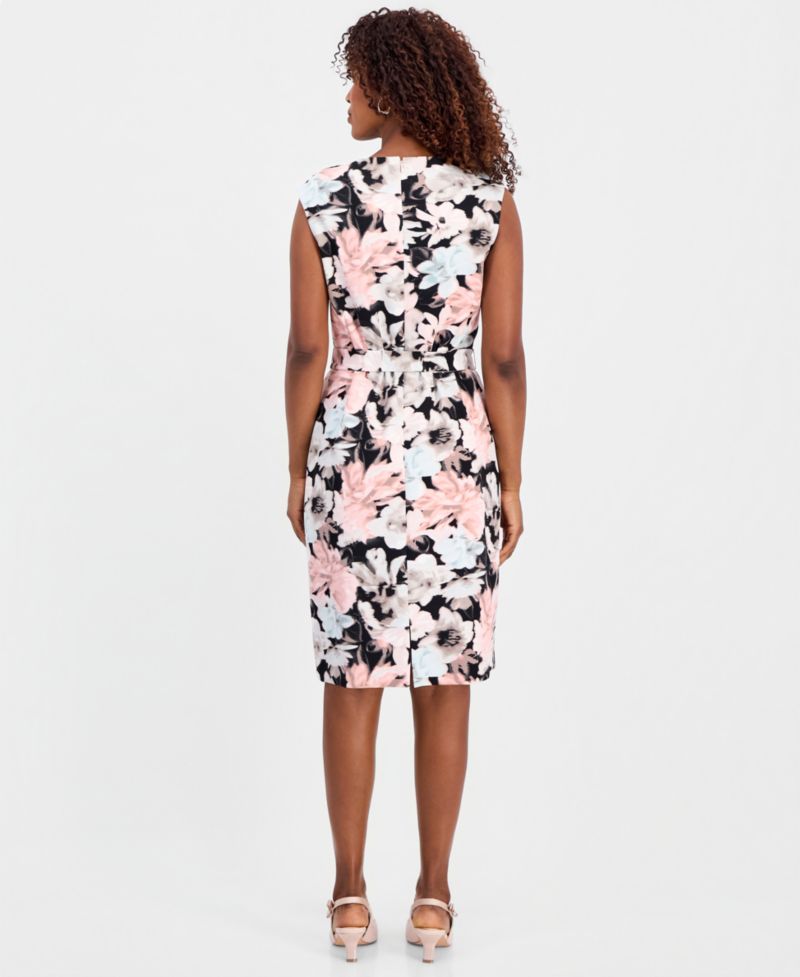 Petite Floral Cowlneck Sheath Dress