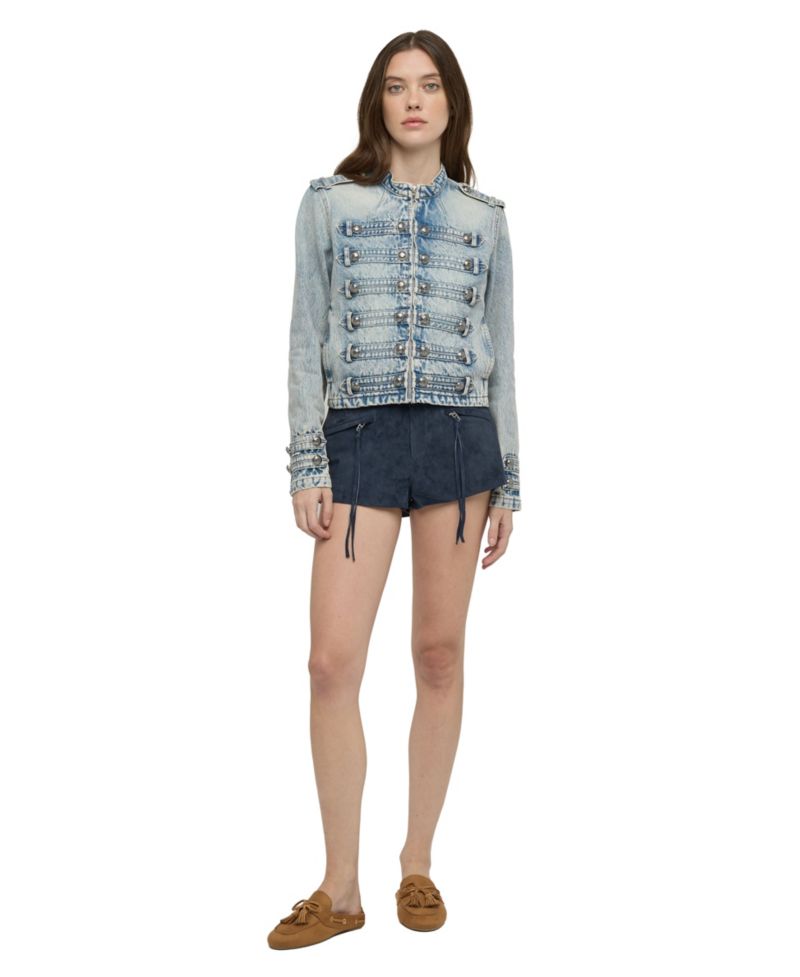 Women's On Duty Cropped Military-Inspired Denim Jacket