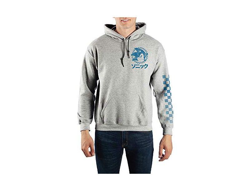 Men's Kanji Text Pullover Hooded Sweatshirt-Small
