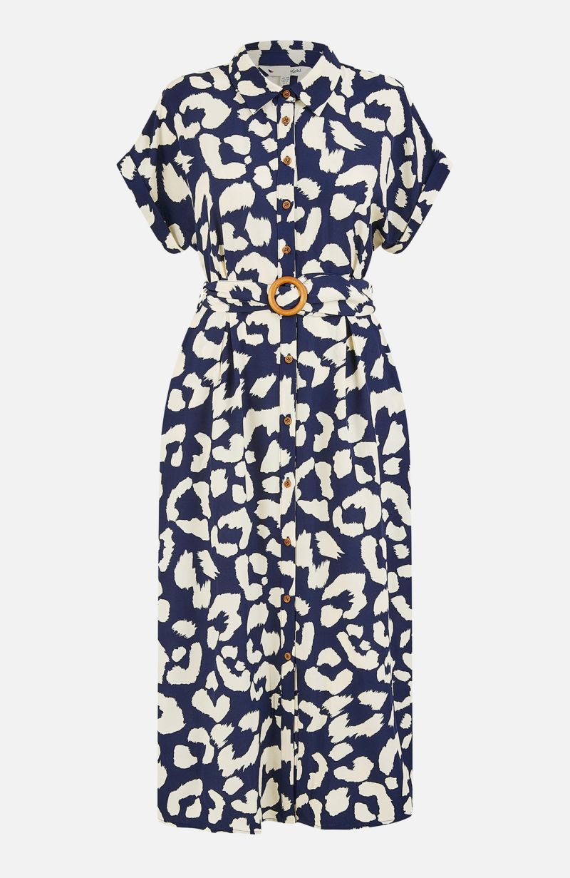 Women's Abstract Animal Print Relaxed Midi Dress
