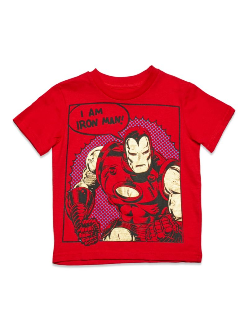 Little Boys Marvel Captain America Black Panther Iron Man Short Sleeve Graphic T-Shirt