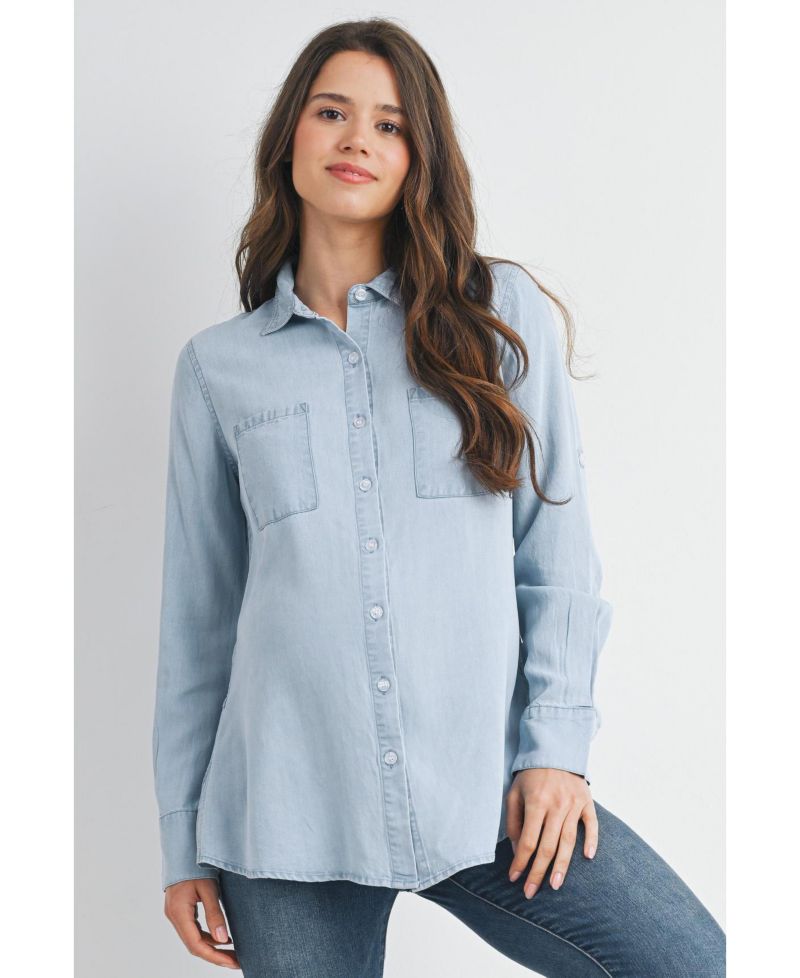 Maternity Button Down Long Sleeve Nursing Shirt