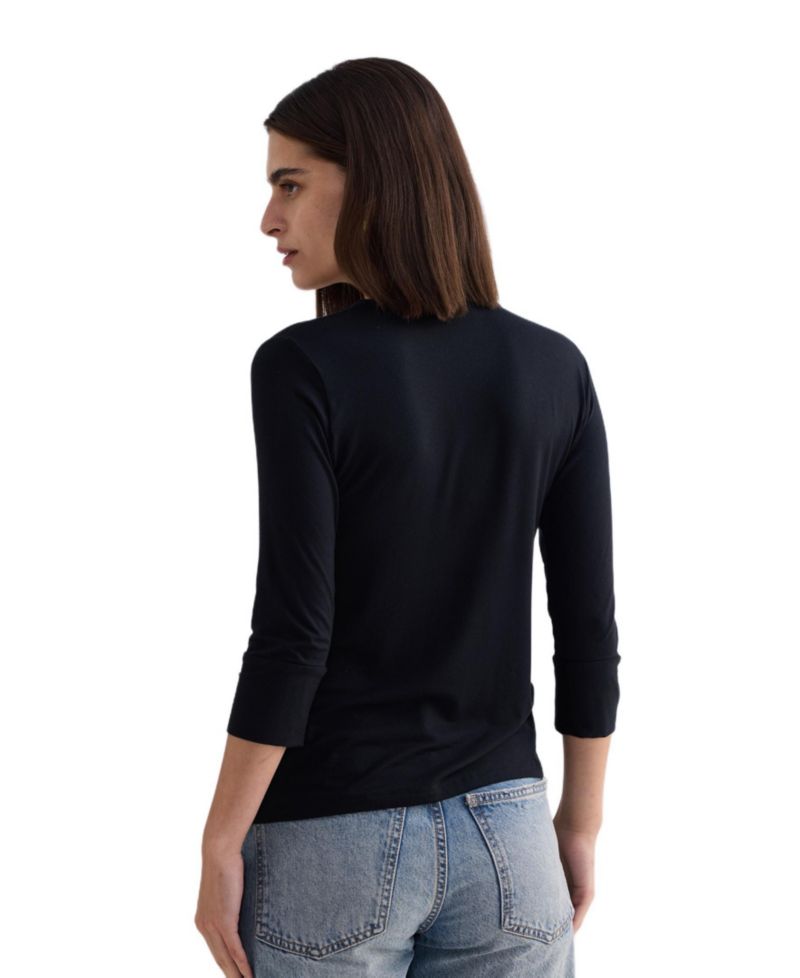 Women's Twist Front Knit Shirt in Black