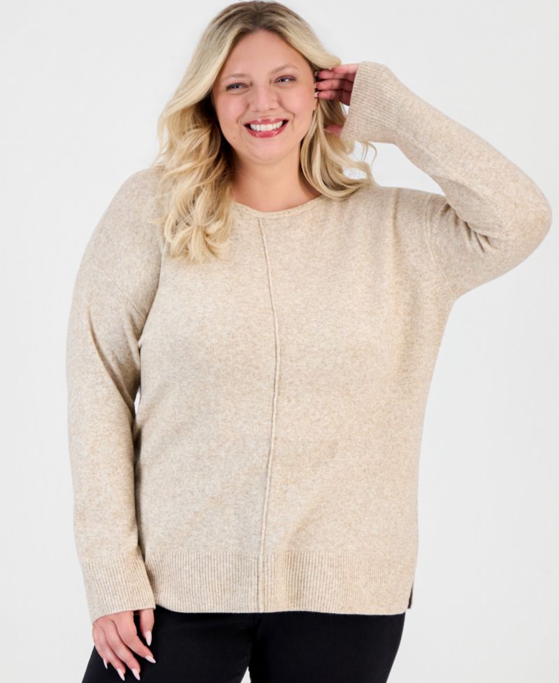 Plus Luxsoft Seamfront Boatneck Tunic Sweater