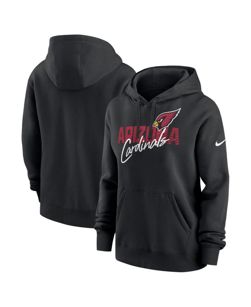 Women's Black Arizona Cardinals Wordmark Club Fleece Pullover Hoodie