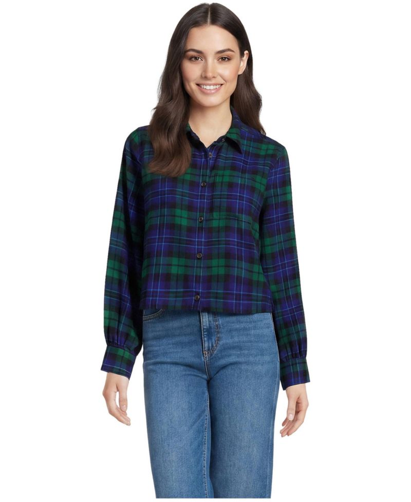 Women's Cropped Flannel Shirt
