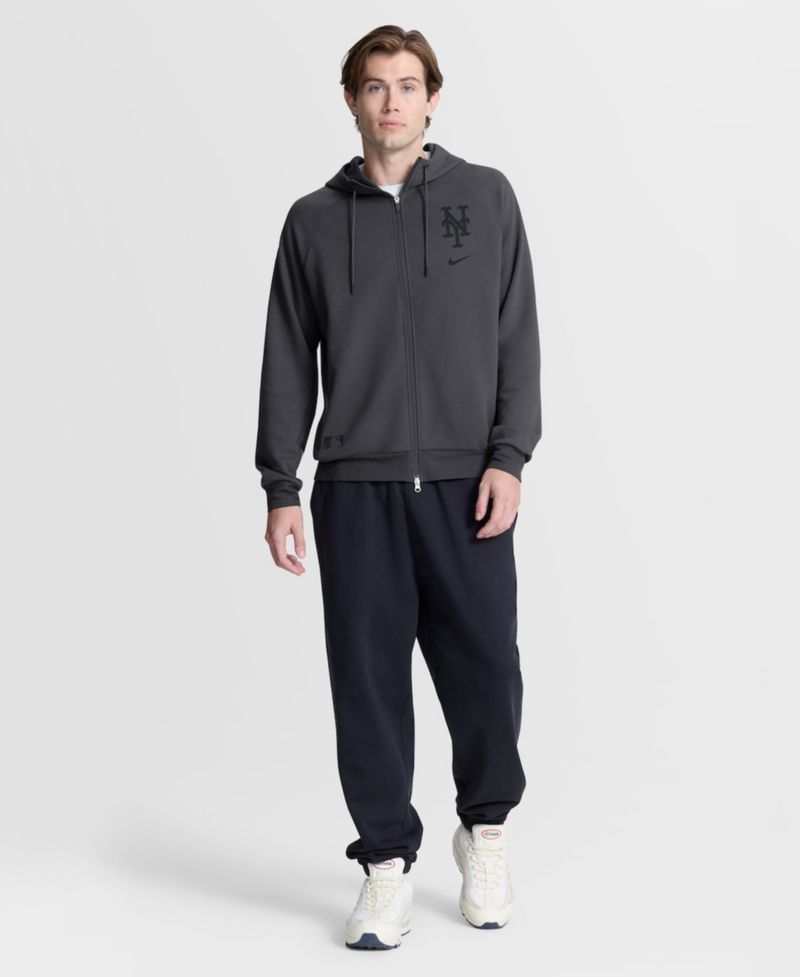 Men's Anthracite New York Mets Authentic Collection Player Raglan Dri-FIT Full-Zip Hoodie