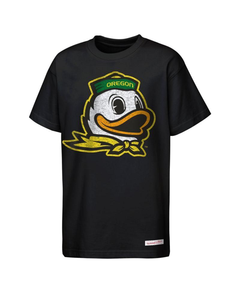 Big Boys and Girls Black Oregon Ducks Mascot Big Face Heavyweight T-Shirt