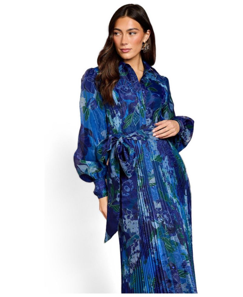 Women's Floral Organza Shirt Dress