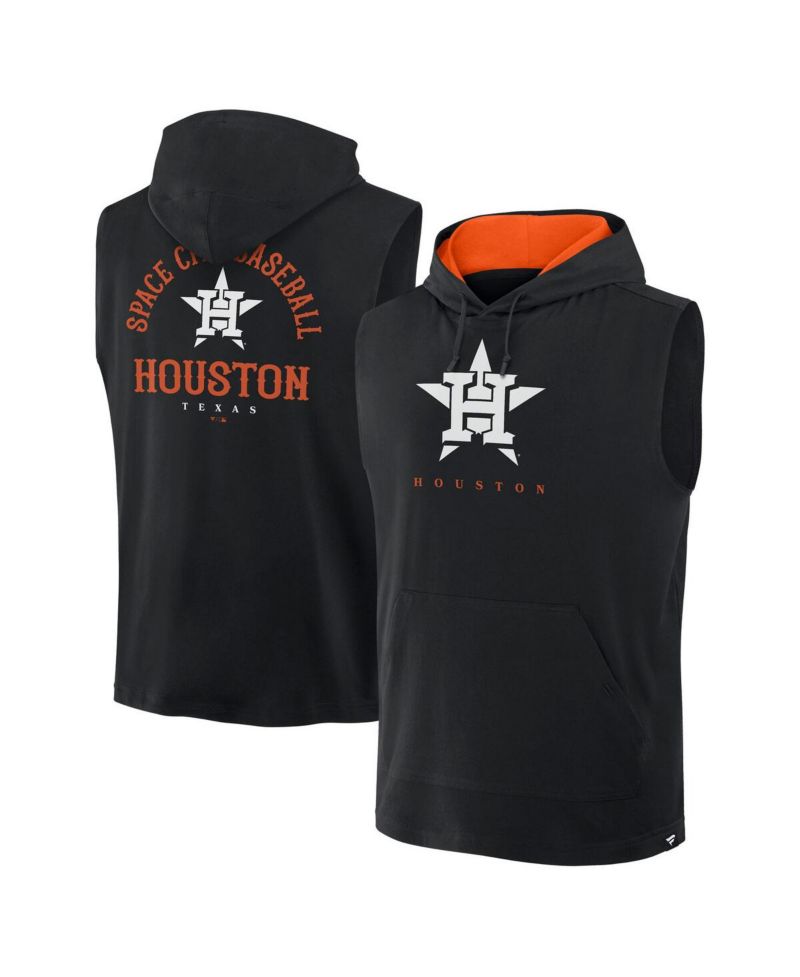 Men's Black Houston Astros Fire Speed Sleeveless Pullover Hoodie