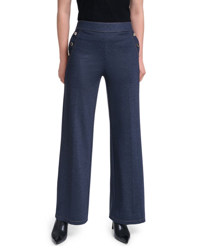 Petite Silky Pont Mid-Rise Sailor Pants