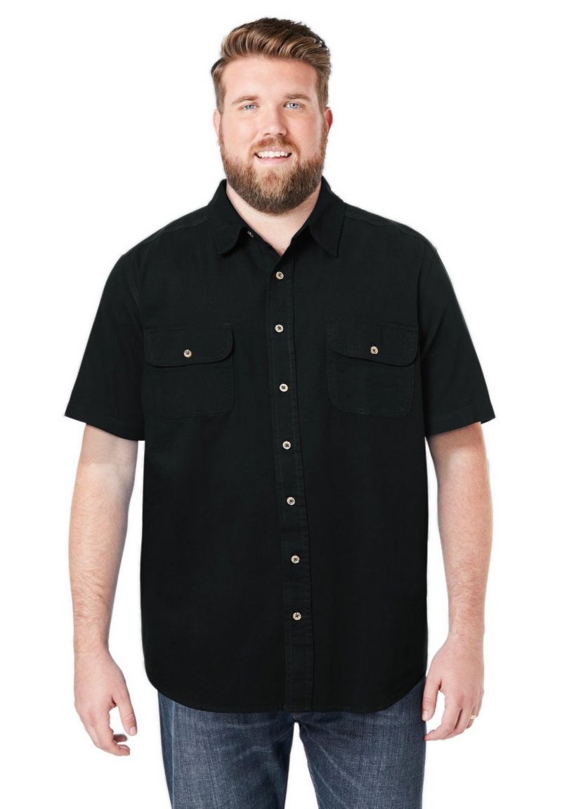 Tall by KingSize Short Sleeve Denim and Twill Shirt