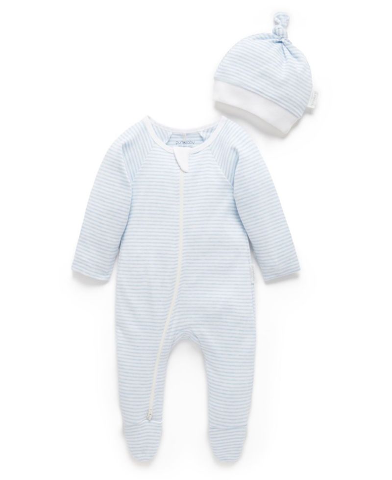 Baby Boys Zip Coverall & Hat Set
