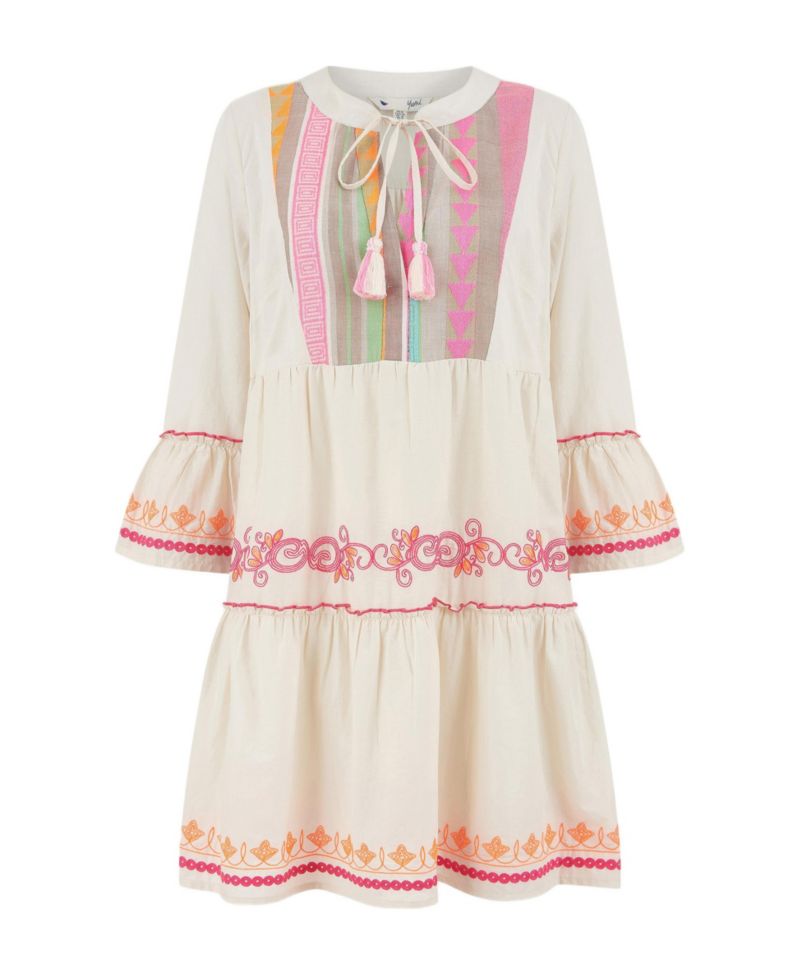 Women's Embroidered Cotton Tunic Dress