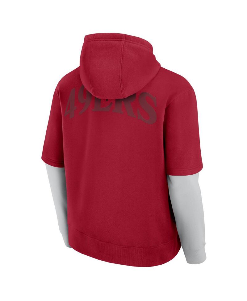 Men's and Women's Scarlet San Francisco 49ers Sleek Elements Pullover Hoodie