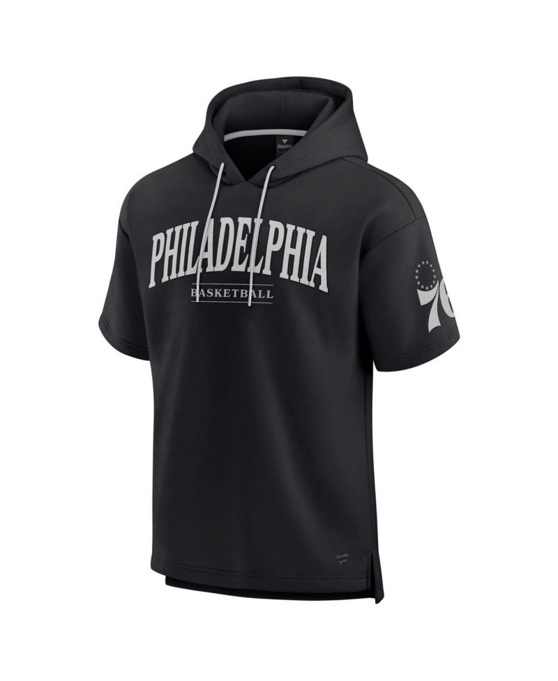 Men's Black Philadelphia 76ers Elements Ready Short Sleeve Pullover Hoodie