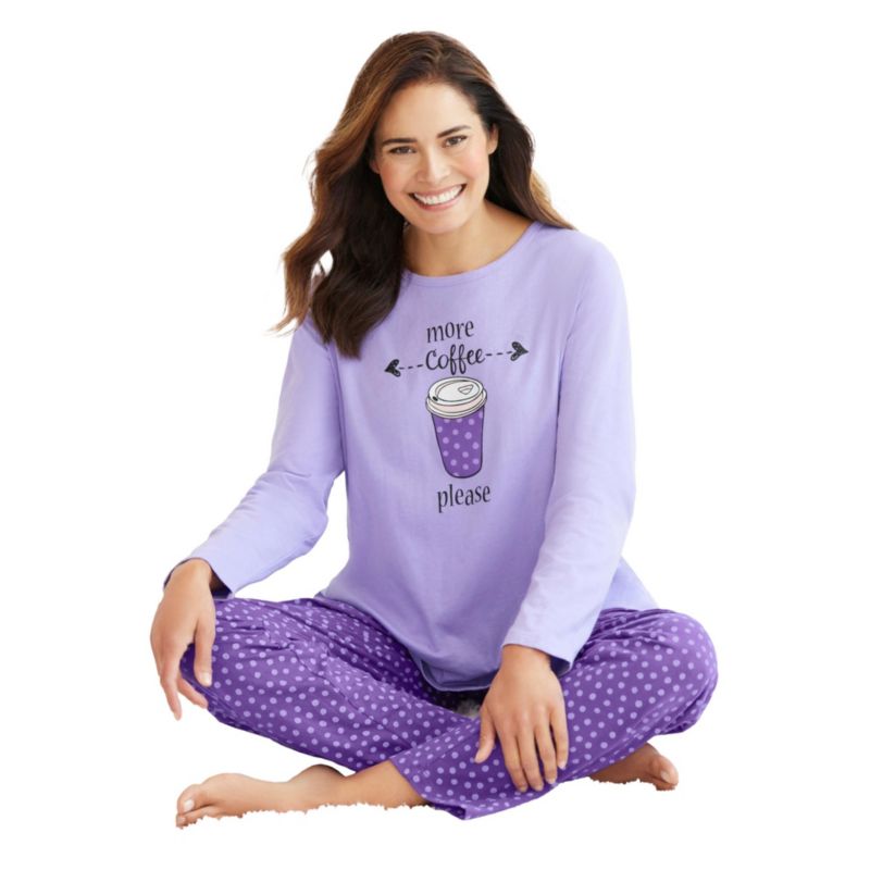 Women's Dreams and Co. Long Sleeve Knit PJ Set