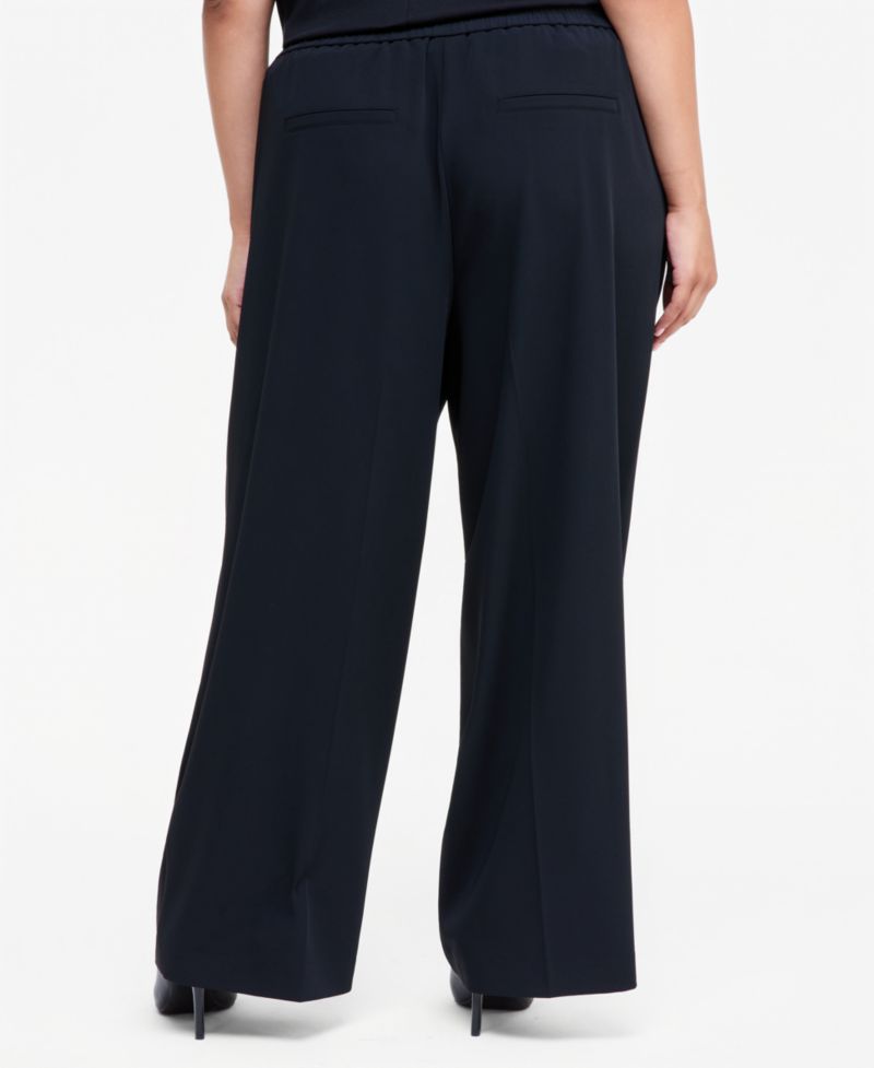 Plus Size High-Waist Wide-Leg Pull-On Pants