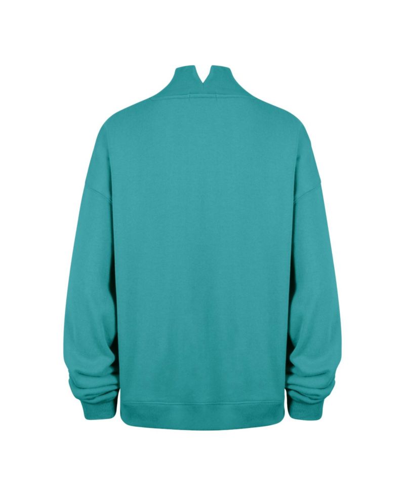 Women's '47 Aqua Miami Dolphins Oversized Vantage Mock Neck Sweatshirt