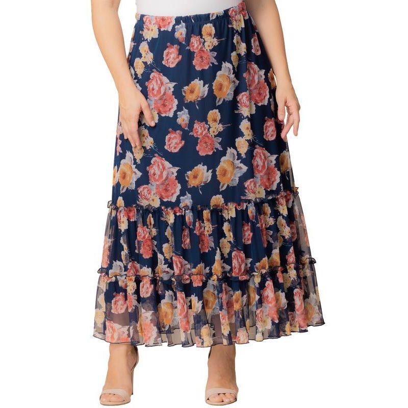 Plus Size Isla Tiered Mesh Maxi Skirt