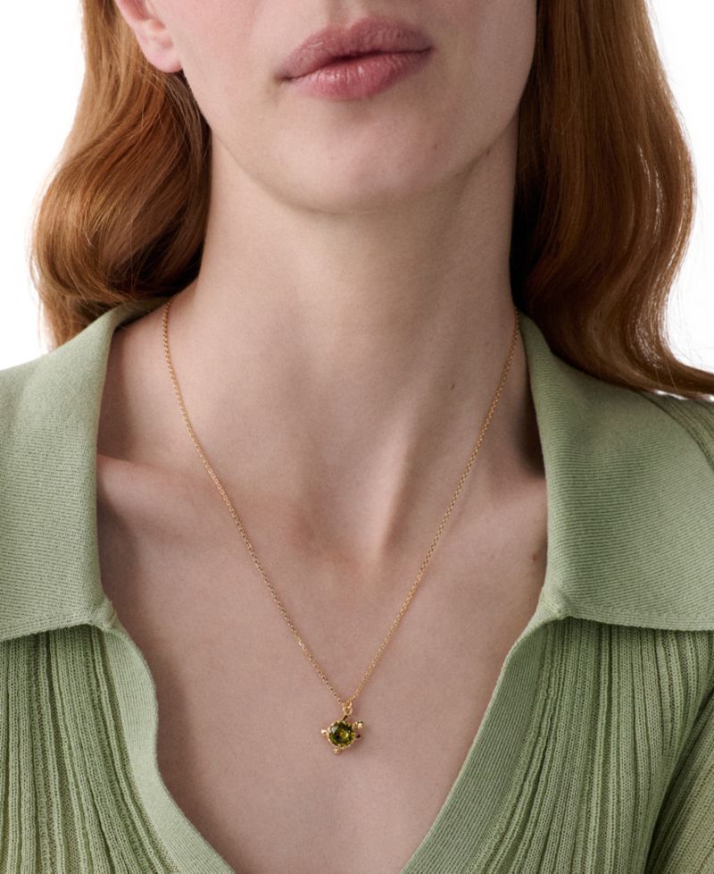 Gold-Tone Secret Garden Turtle Short Pendant Necklace