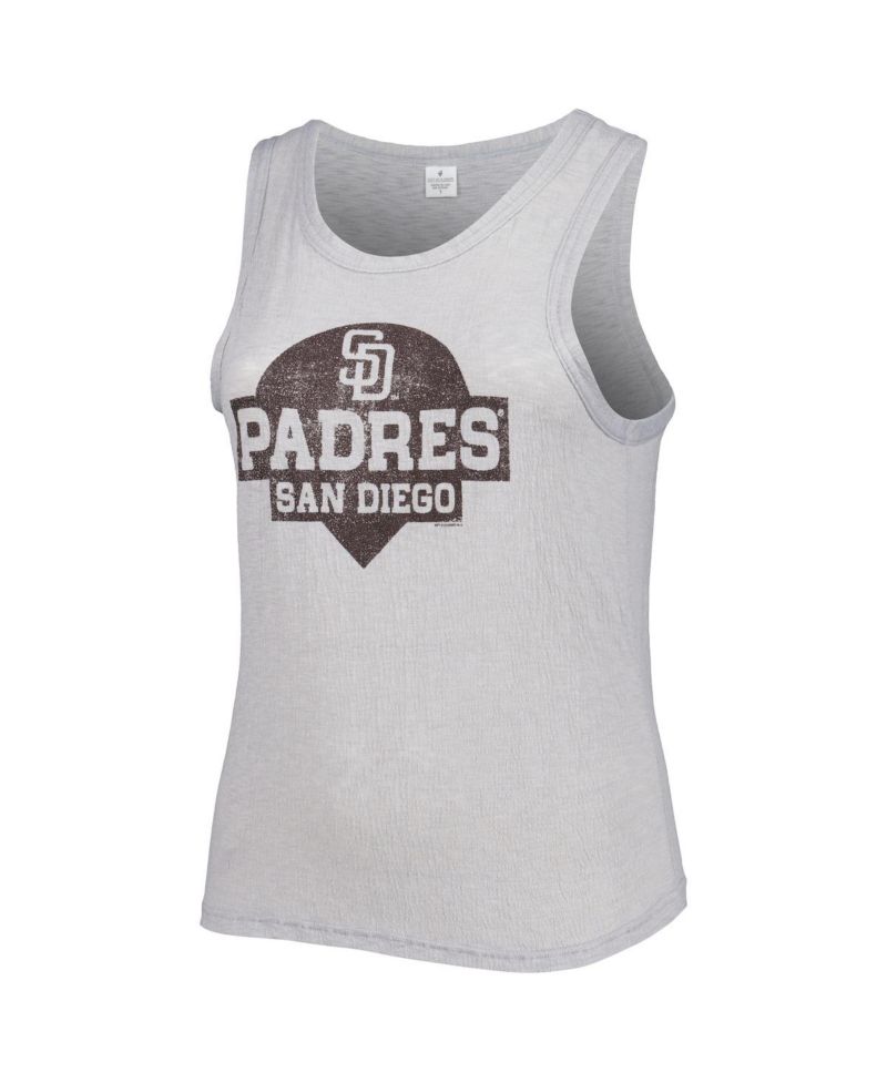 Women's Gray San Diego Padres Plus Size High Neck Tri-Blend Tank Top
