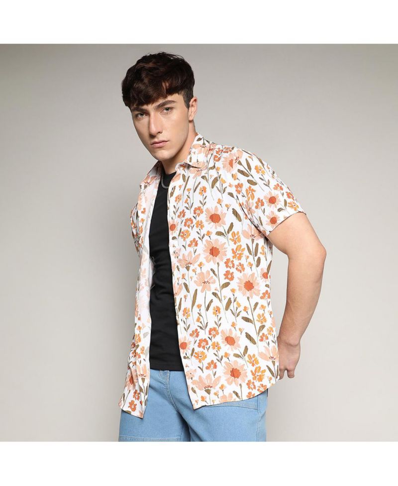 Men's Orange Flower Shirt