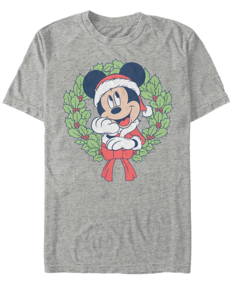 Men's Mickey Classic Mickey Christmas Wreath Short Sleeves T-shirt