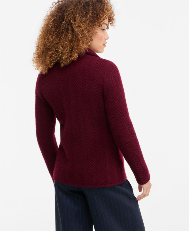 Petite Herringbone-Stitch Button-Front Cashmere Jacket