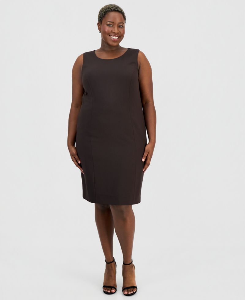 Plus Size One-Button Peplum Jacket & Basic Sheath Dress Suit