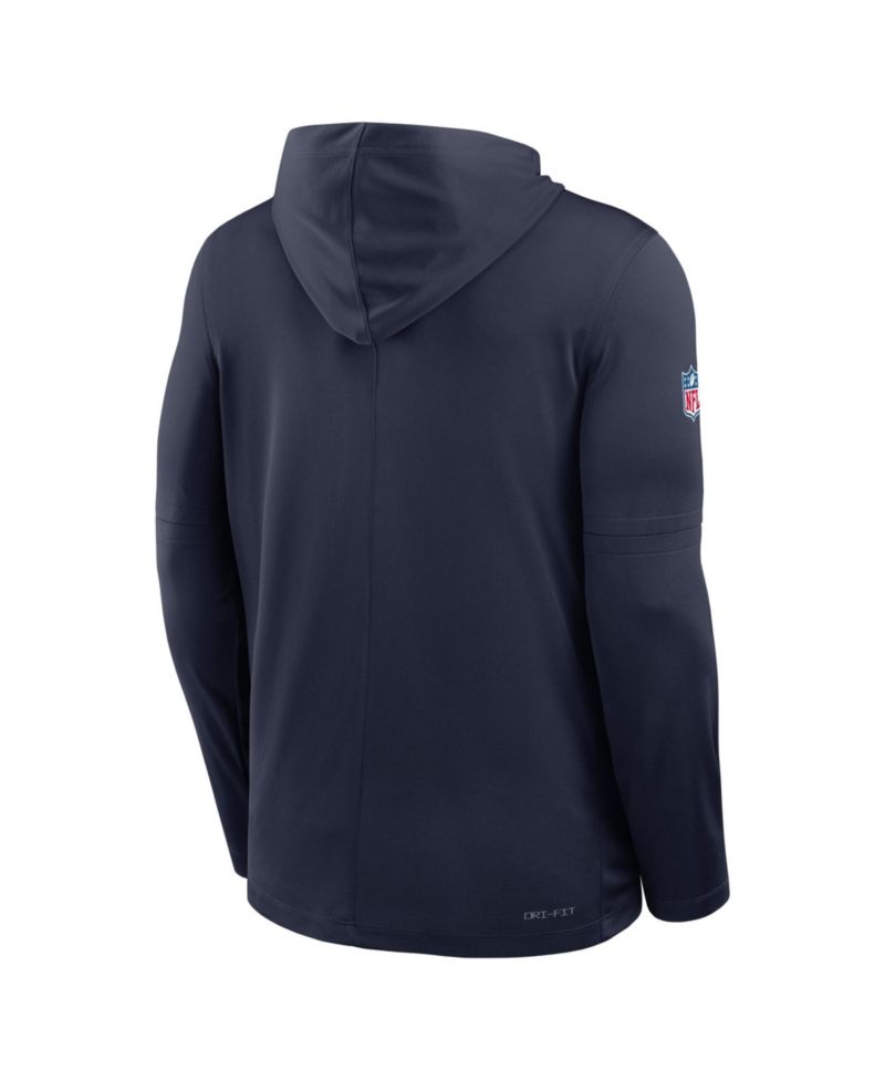 Men's Navy Dallas Cowboys Sideline Pure Performance Long Sleeve Hoodie T-Shirt
