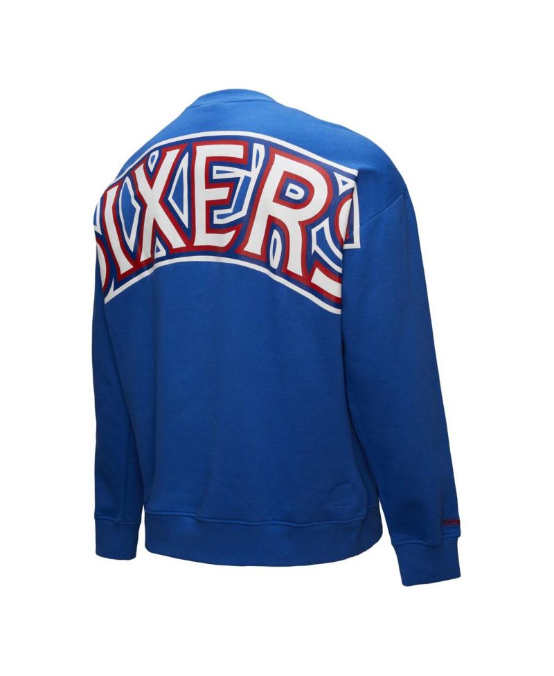 Men's Royal Philadelphia 76ers Hardwood Classics There Back 2.0 Vintage Pullover Sweatshirt