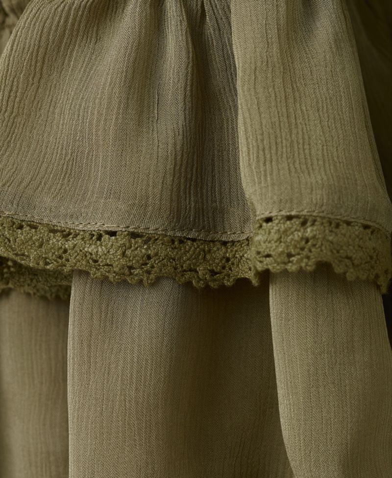 Women's Long-Sleeve Ruffled Lace-Details Blouse