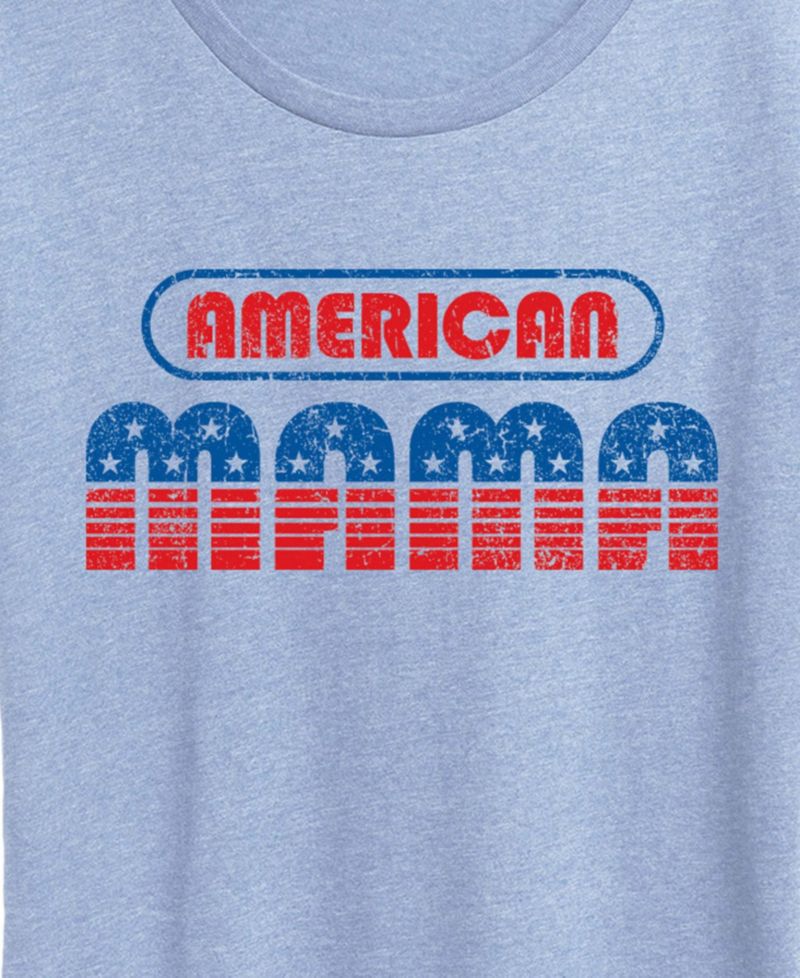 Plus Size Instant Message American Mama Graphic Crewneck T-Shirt