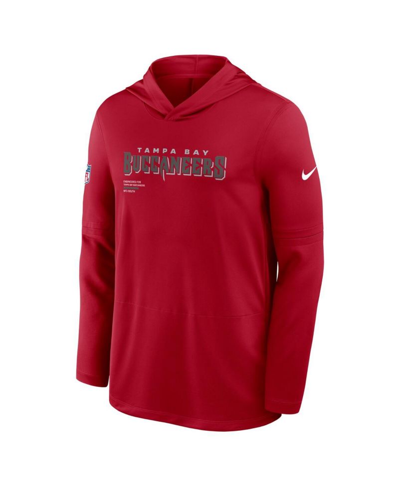 Men's Red Tampa Bay Buccaneers Sideline Pure Performance Long Sleeve Hoodie T-Shirt