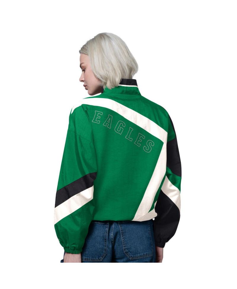 Women's Kelly Green/Black Philadelphia Eagles Vintage 1st Quarter Full-Zip Windbreaker