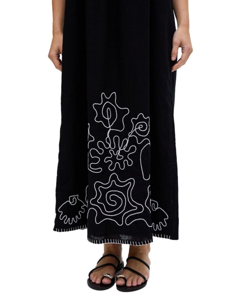Women's Candy Tabard Embroidered Hem Midi Dress
