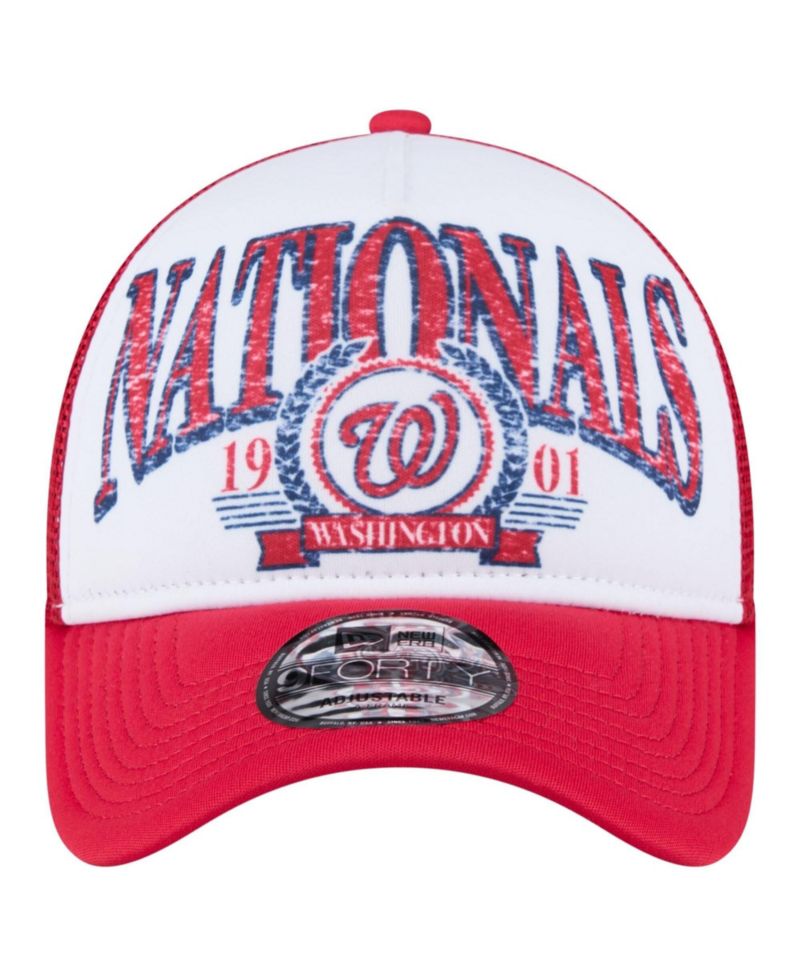Men's Red Washington Nationals Distressed 9FORTY A-Frame Adjustable Trucker Hat
