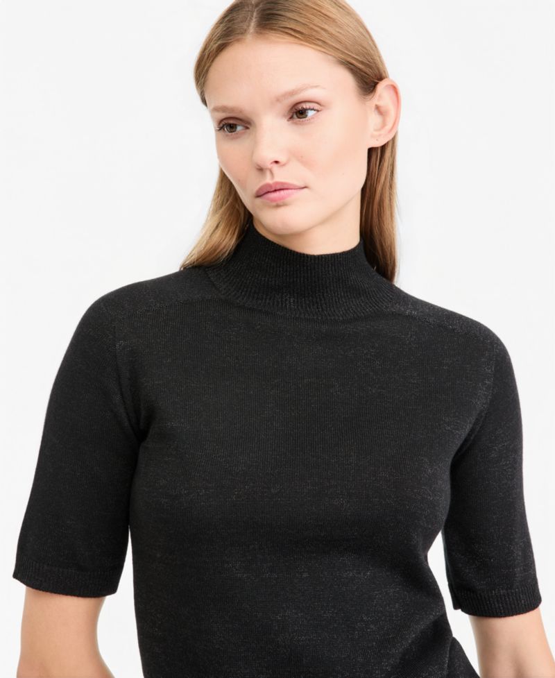 Women's Aiden Mock-Neck Short-Sleeve Lightweight Wool-Blend Sweater, Macy's Exclusive