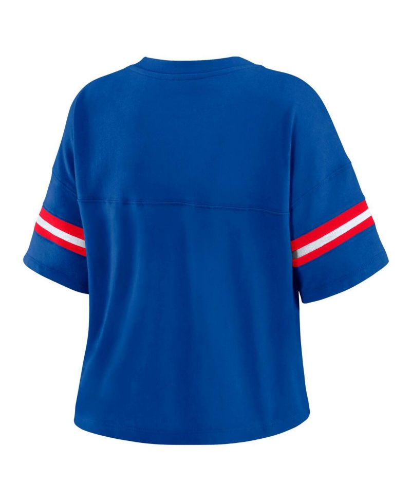 Women's Royal Philadelphia 76ers Plus Size Color Block Boxy V-Neck T-Shirt