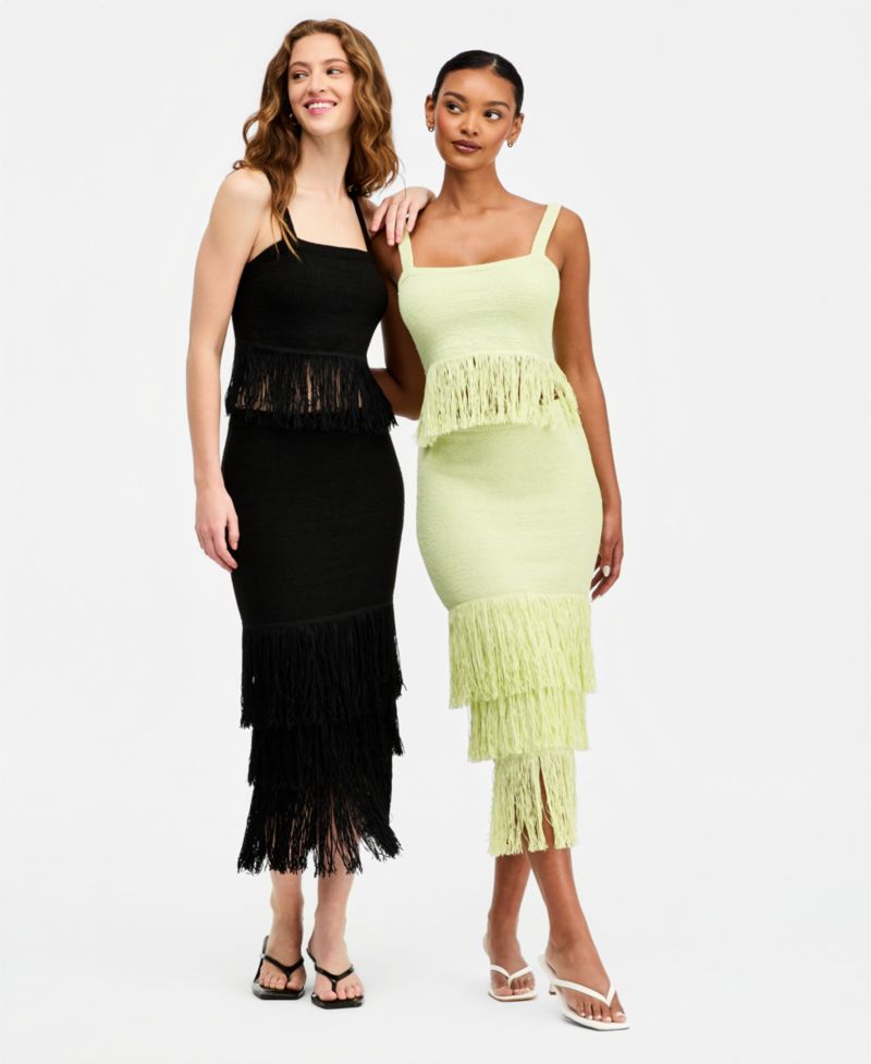 Women's Square-Neck Fringe-Trim Tank Top