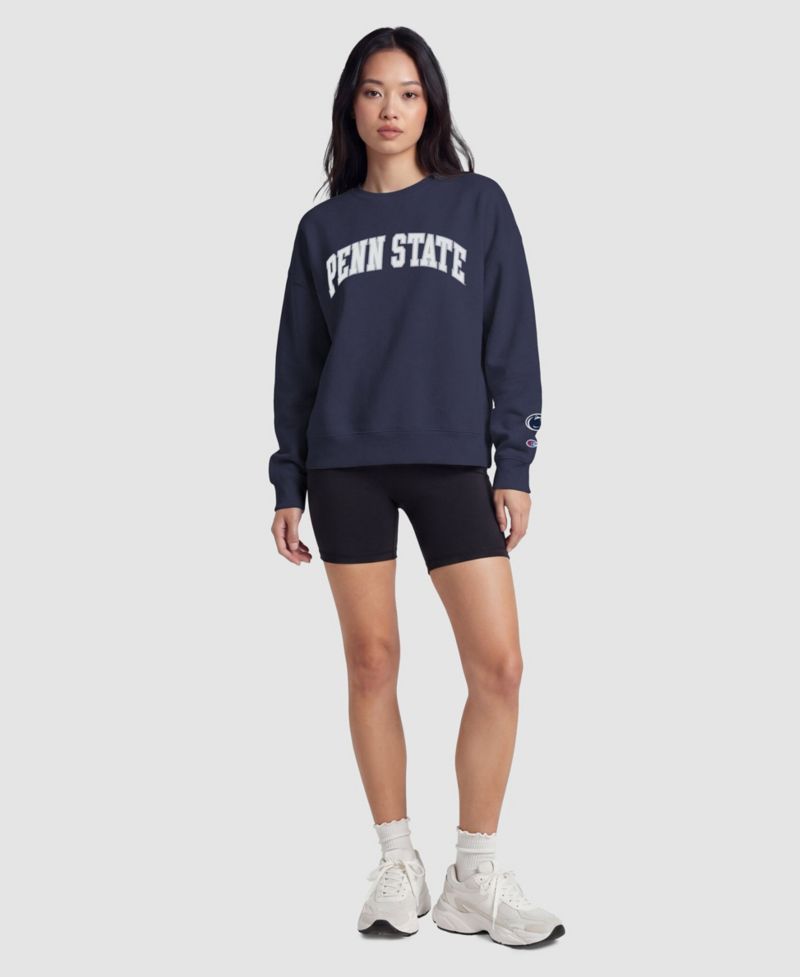 Women's Navy Penn State Nittany Lions Fleece Crew Sweatshirt