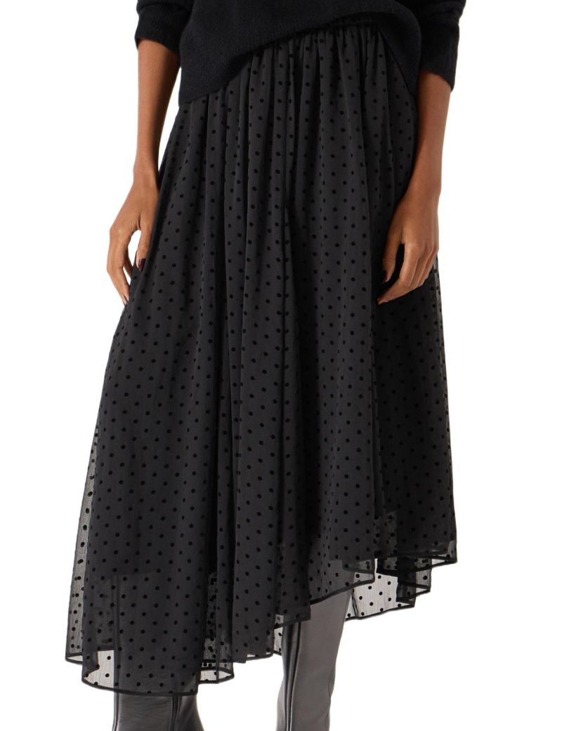 Women's Asymmetrical Flocked Spot Skirt