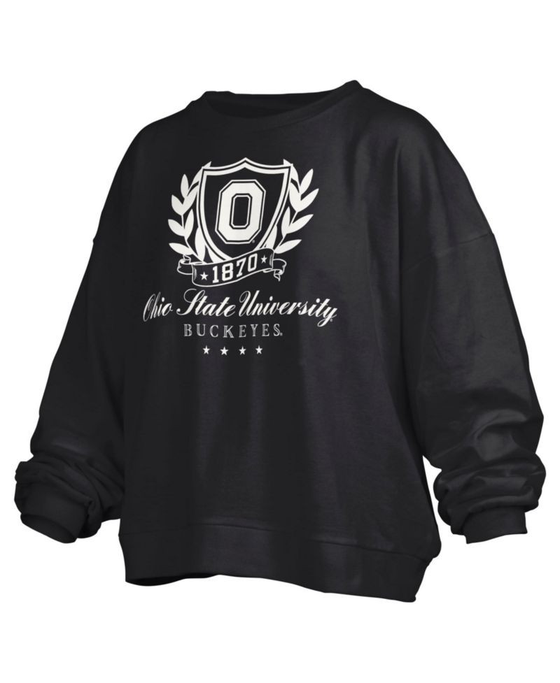 Women's Ohio State Buckeyes Big Aug Script Janice Oversized Cropped-Hem Pullover Sweatshirt