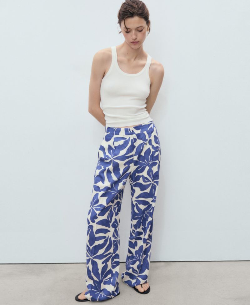 Women's Printed Linen-Blend Pants