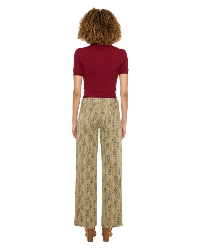 Women's Snakeskin Print Mid Rise Slim Wide-Leg Jeans