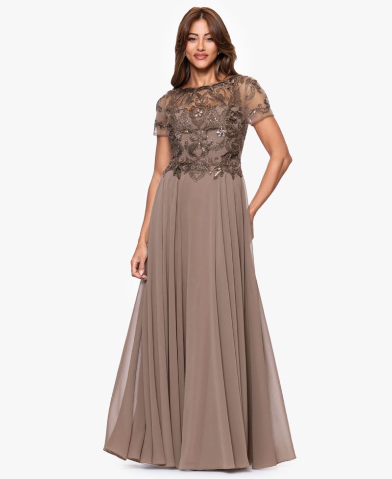 petite Boat Neck Beaded Dress