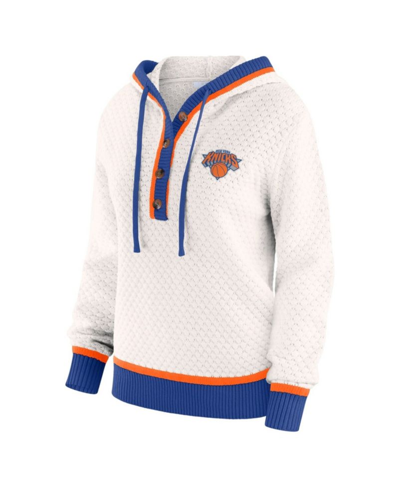 Women's Cream New York Knicks Plus Size Hoodie Sweater