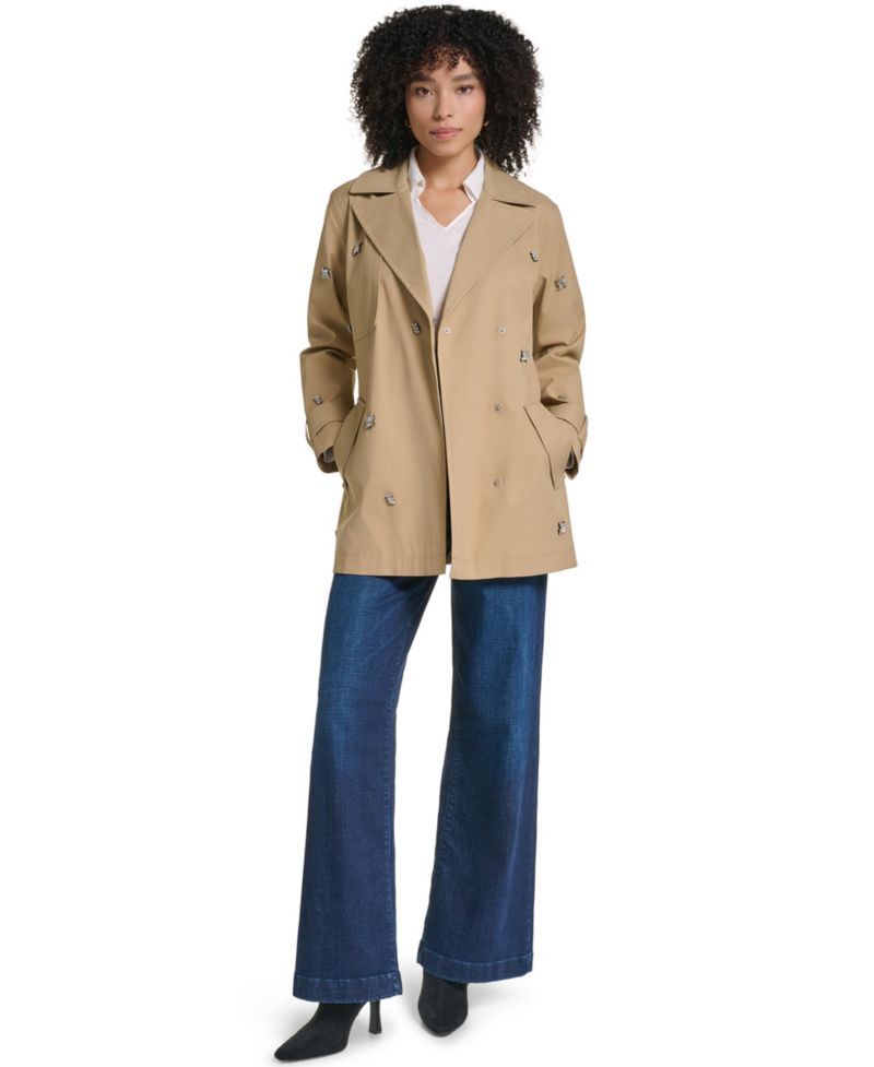Women's Embellished-Belted Trench Coat