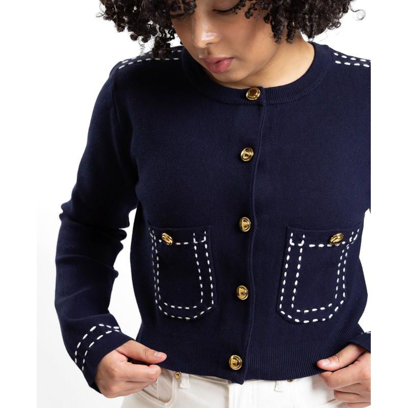 Women's Jessica Cropped Fitted Button-Front Cardigan